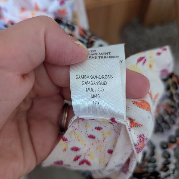 Anthropologie Antik Batik Samsa Eyelet Embroidered Floral Tiered Dress Size M - Picture 9 of 11